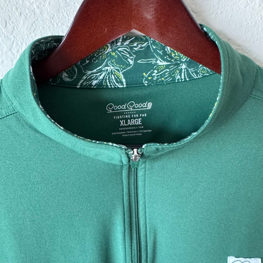 Good Good Golf Mens XL Green Quarter Zip Performance Pullover Long Sleeve - Picture 4 of 10